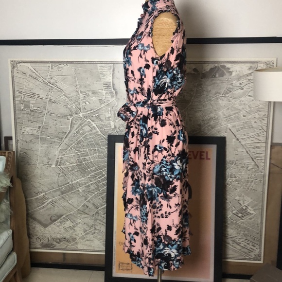 ERDEM SEBLA Floral Pink and Blue Sleeveless Dress Size 6 - Picture 10 of 16